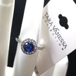 Tara Vanessa Blue Crystal Ring, Size 7, Blue Rhinestone, NWT